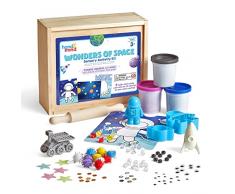 Learning Resources- Kit de Actividades Espacio Wonders of Space, Juego con Piezas Sueltas, sensoriales, motricidad Fina, espaciales, Juguetes Montessori, Caja de almacenaje de Madera, 3 años (94492)
