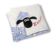 NICI Shaun Manta de Peluche, Color Farbe: vorderseite weiß rückseite Blau mit weißen wolken (41474)