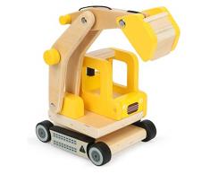 Small Foot 12010 - Pala Excavadora de Madera, certificación FSC, Brazo de Excavadora móvil, Giratorio 360 Grados, para la construcción de casa, Juguete, Multicolor