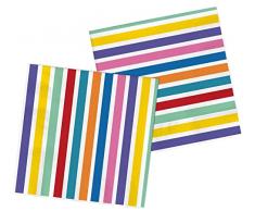 Folat 61926 Vajilla de fiesta Servilletas Fiesta 33cmx33cm 20 piezas Rayas Color Pop - Servilletas de papel para Cumpleanos, Fiesta infantil, Despedida de Soltera, Compromiso, Boda, Aniversario