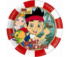 Unique Party Partido Ênico 23 cm de Yo Ho Disney Jake y los platos Nunca Jamás Fiesta Piratas (paquete de 8)
