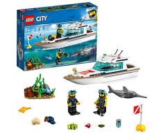LEGO City Great Vehicles - Yate de Buceo, juguete creativo de construcción de barco con minifiguras de submarinistas y animales marinos (60221)