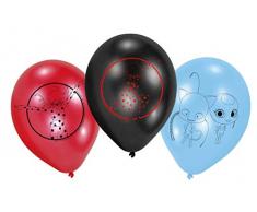 amscan 6 Globos de látex Miraculous, Color Azul/Rojo/Negro, Talla única (9902881)