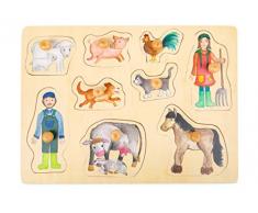 Small Foot Company-11500 Rompecabezas de Encaje La Granja y la Vida en el Campo de Madera con Diferentes Motivos,a Partir de los 12 Meses juguetes, Multicolor (11500) , color/modelo surtido