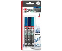 Juego de 5 rotuladores Marabu 012300082 para Pintar en Porcelana y Cristal, con Punta de 1-2 mm