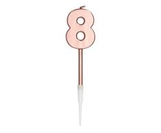 Folat 67038 Vela Número 8 Oro Rosa Metálico, color rose gold