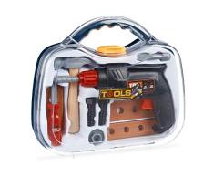 Relaxdays Caja Herramientas Juguete, Maletín para Niños de 11 Piezas con Taladro Giratorio, Plástico, 26 x 29,5 x 8,5 cm