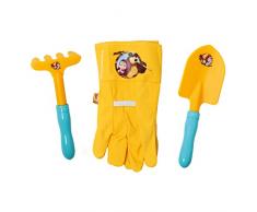 Masha y el Oso Set de Jardín 3 Piezas, Herramienta de jardín para niños (Juguete de Arena Compuesto por Guantes, Pala de Mano y rastrillo de Mano, a Partir de 3 años, Dimensiones: 3 x 19,5 x 27,5 cm)