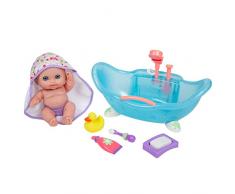 JC TOYS- Muñeca Lil’ Cutesies de 21 cm de Vinilo Suave, Incluye bañera con Ducha Funcional y 5 Accesorios, Ideal para Jugar, Azul, diseñado por Berenguer, 2 años