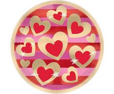 Amscan – 551706 23 cm corazón de oro metálico platos