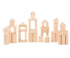 Small Foot Company-11396 Ladrillos Natural, de Madera, Certificado FSC 100%, 50 Piezas, Kit de Juego de construcción Robusta Juguetes, (11396)
