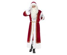 Smiffys-48150Ml Abrigo De Papá Noel Deluxe, con Cinturón, Color Rojo, M a L-Tamaño 38-44 (SmiffyS 48150ML)