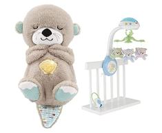 Fisher-Price FXC66 - Nutria Hora de Dormir, Juguete de Cuna y Peluche para Bebé Recién Nacido + Móvil ositos voladores, juguete de cuna proyector para bebé (Mattel CDN41)