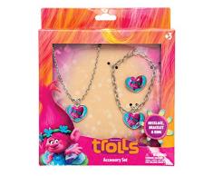 Joy Toy 65176 Trolls - Juego de Pulsera/Collar y Anillos de Metal en Caja de Regalo