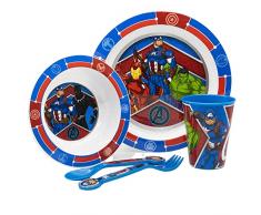Set vajilla infantil reutilizable apta para microondas compuesta por vaso, plato, cuenco y cubiertos de Los Vengadores - Avengers