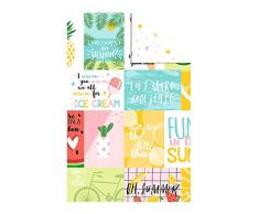 Ursus Cartón fotográfico Summerfeeling, 10 Hojas de cartón de 300 g/m², DIN A4, de celulosa Fresca, Impreso por Ambos Lados, Parte Delantera con Motivos veraniegos, Parte Trasera con Colores a Juego.