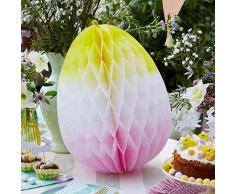 Talking Tables Huevos de Pascua grandes de panal, decoración colgante de fiesta en color amarillo y rosa, 40 cm (BUNNY-OMB-EGG-L)