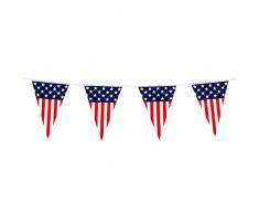 Boland 44950 - Cadena de banderines USA, 6 metros, estampado unilateral, América, decoración con estrellas y rayas, decoración de fiesta para carnaval y fiesta temática