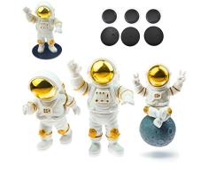 doesnotapply Juego de 3 adornos de astronauta, figura de astronauta dorada, juguete con base fija para el espacio, pastel, fiesta, carro, salpicadero, decoración de tartas, astronautas, negro