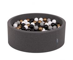 KiddyMoon 90X30cm/200 Bolas ∅ 7Cm Piscina De Bolas para Ninos Hecha En La UE, Gris Os: Blanco,Gris,Negro,Oro
