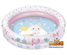 Saica- Modelo. Piscina Hinchable para niñ@s. con Dibujo de Llama, Color Rosa y Azul (9344)