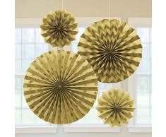 Amscan International – 295000 – 19 Oro ventiladores de papel con purpurina