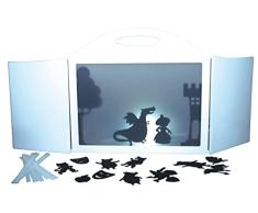Henbea 1065 - Teatrillo de Sombras, Juego Infantil Teatro de Marionetas, Escenario con Juegos de Sombras y luz, Figuras o Titeres, Sombras Chinescas
