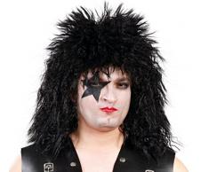 Guirca- Peluca rockero en caja, Color negro, Talla única (4799.0)
