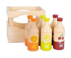 Small Foot Caja de Botellas Fresh, Madera, Acc. para la Tienda Infantil, Juego de rol, a Partir de 3 años, 11739 Toys, Color Naranja