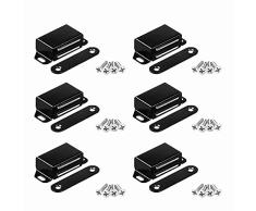 6 imanes para puertas de armario, imanes de acero inoxidable, para muebles de metal, adecuado para puertas correderas de cocina, armarios, cajones, armarios (negro)