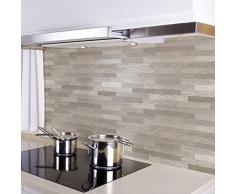 Panel protector antisalpicaduras cocina adhesivo de pared textura abedul 180 x 60 cm 100% made in Italy con tinta no tÃ²xica, ignÃ¬fuga y resistente al agua