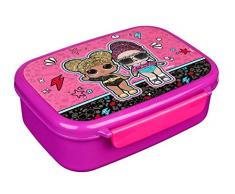 Caja para pan LOL Surprise con inserto extraíble. Plástico inofensivo, sin BPA. Fiambrera para niños, fiambrera, sandwich, ideal para la escuela, guardería, tiempo libre, aprox. 6 x 13,5 x 18 cm