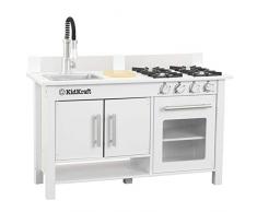 KidKraft- Little Cooks Work Station Cocina de juguete para niños con pequeña tabla de cortar incluida, Color Blanco (53407)