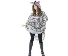 Smiffys cebra Partido Poncho / ducha resistente con bolso de lazo
