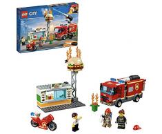 LEGO City Fire - Rescate del Incendio en la Hamburguesería, Set de Construcción de Aventuras de Bomberos, Incluye Camión y Moto de Juguete (60214)