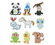 Pracht Creatives Hobby Diamond Painting Stickerset, diseño de Animales Coloridos, Set de Bricolaje para Crear Pegatinas con Piedras Brillantes, para niños a Partir de 5 años