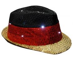 Classic Line Party Time 122P-0894 – 004 – Alemania LED Bombilla de Lentejuelas Sombrero, Negro/Rojo/Amarillo