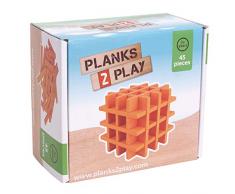 New Classic Toys- Tablones de Madera, 45 Pieces - Orange (P2COR45)