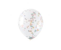 Unique Party - Globos de Confeti - 40 cm - Confeti en forma de Estrella Rosa, Azul y Dorado - Paquete de 5 (72425)