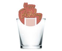 Folat B.V.- Folat 68501 Golden Dusk Bebida Happy Birthday Rosado Oro 12 Piezas-Glass Markers, Cristal Marcador, Copas Identificadores para Bar Fiesta Reuniones Celebraciones, Color