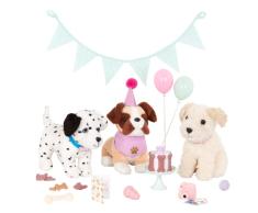 Our Generation Accesorios para Fiestas Pups | Set de cumpleaños para Perros | BD35153 | Incluye pancartas, Soporte para Tartas, Pasteles y Mucho más | Recomendado a Partir de 3 años