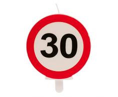 Dekora - Vela Cumpleaños con Señal de Prohibido para Decoracion de Tartas - Numero 30