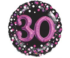 Amscan International 3597601 - Globo de Papel de Aluminio para cumpleaños (30 Unidades), Color Rosa