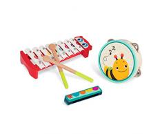 B. Toys- B 3 Instrumentos de Madera – Juguetes Musicales para niños – Xilófono, Pandereta, Harmonica – 2 años + – Mini Melody Band (Branford Ltd. BX1876Z)