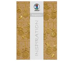 Ursus 62254601 Diseño cartón Bolas de Navidad, 250 g/m2, DIN A4, Oro