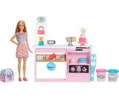 Barbie y su pastelería, muñeca con cocina y accesorios, regalo para niñas y niños 3-9 años (Mattel GFP59)
