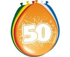 Folat - Globos De 50 ° Aniversario/cumpleaños para Temática Fiesta - Multicolor - 12In/30cm - 8 Piezas