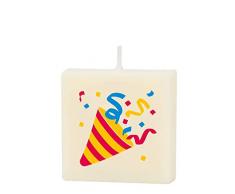 PD-Party Vela De Cera Para Fiestas, 2 X 4 cm, Color Blanco/Rojo