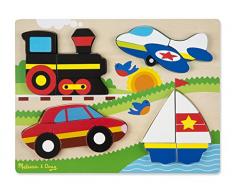 Melissa & Doug - Rompecabezas de madera de piezas grandes, Chunky Jigsaw Puzzle - Vehicles ( 11893)