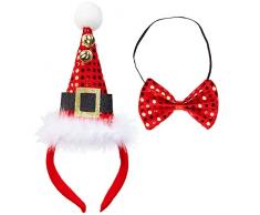 WIDMANN 04158 Mini Sombrero de Papá Noel con cascabeles y Pajarita, Accesorios verk sufren y Disfraces, Rojo